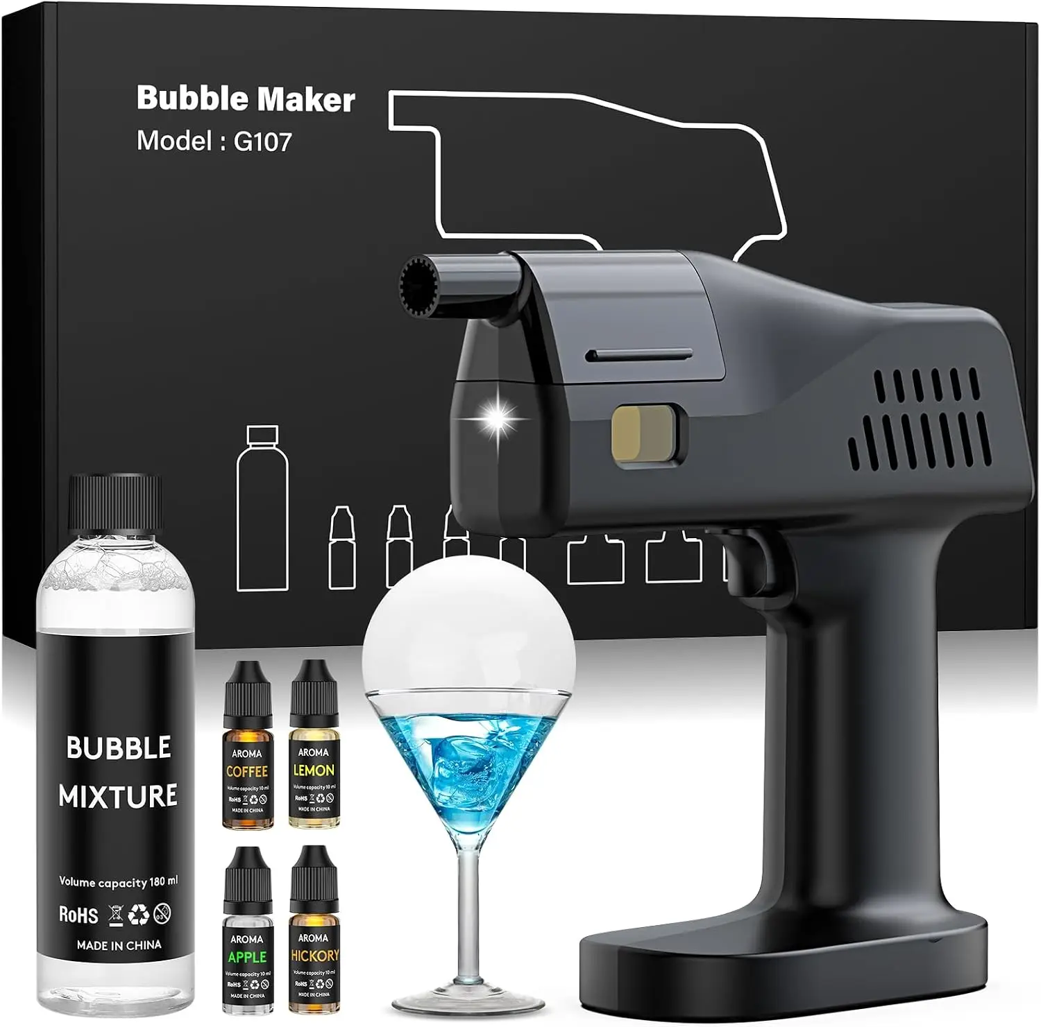 Smoking Gun Kit - 전기 칵테일 스모크 버블 건 키트