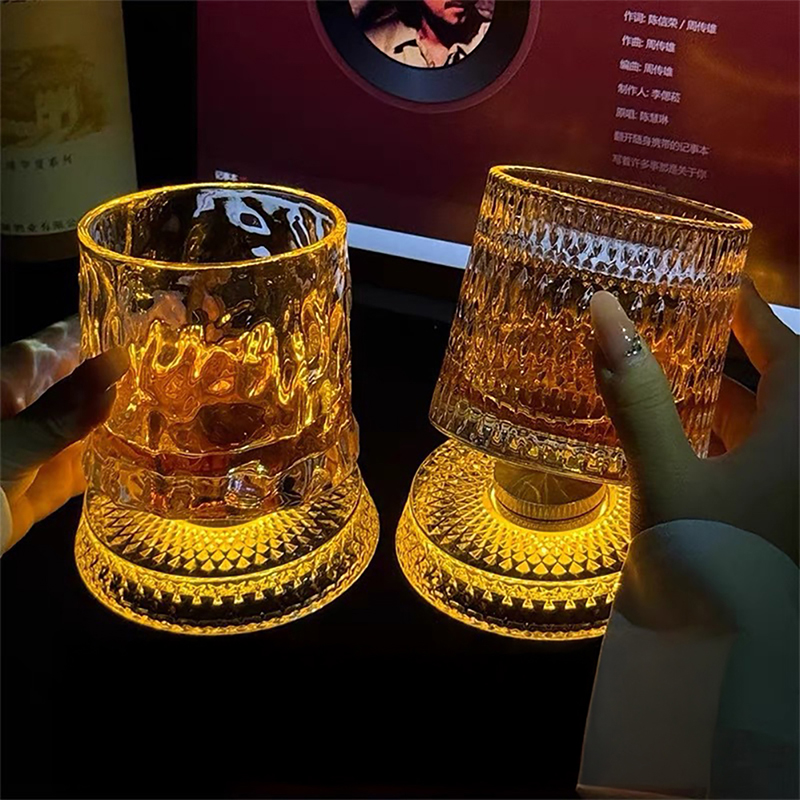 360 °   LED 조명이 있는 회전 위스키 잔, 회 - Old Fashioned Glass 리뷰 및 가격