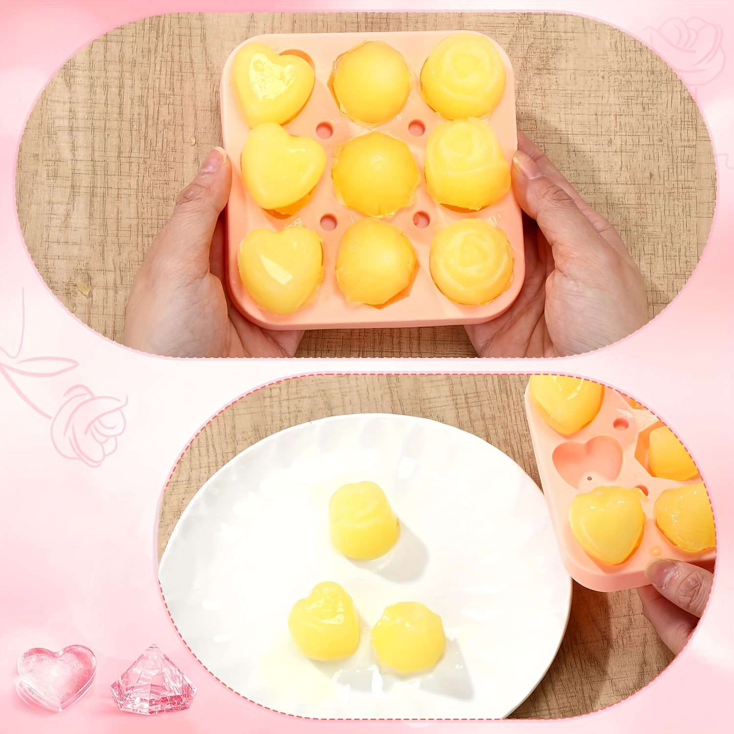 4개입 장미 하트 다이아몬드 모양 얼음틀 9구 3D 얼 - Citrus Juicer Bar 리뷰 및 가격