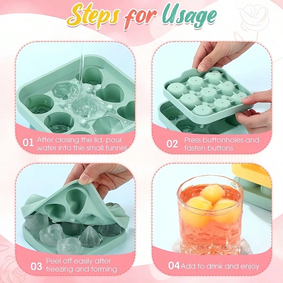 4개입 장미 하트 다이아몬드 모양 얼음틀 9구 3D 얼 - Citrus Juicer Bar 리뷰 및 가격